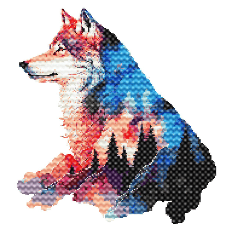 MOUNTAIN WOLF - Cross Stitch Pattern - Cross Stitch Chart