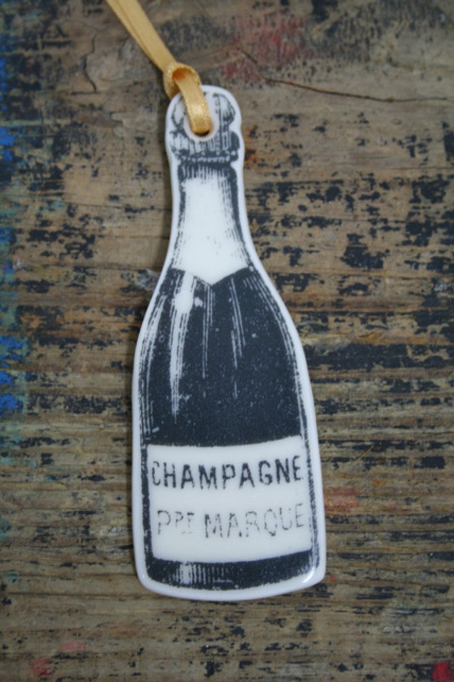 Porcelain champagne bottle decoration