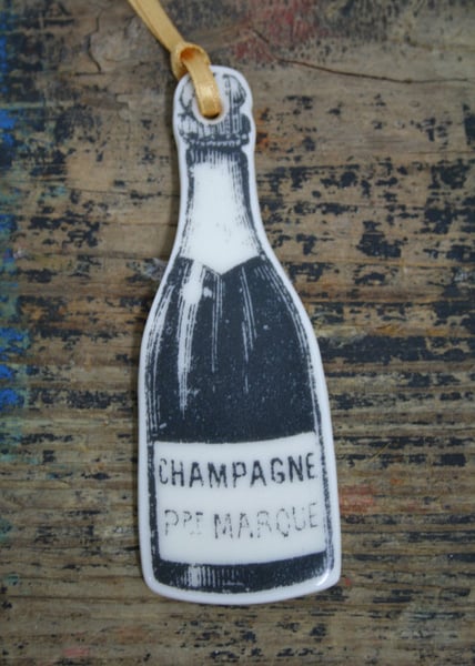Porcelain champagne bottle decoration