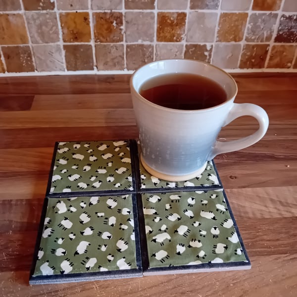 Sheep  - Ceramic Tile set of 4 Coasters Perfectly Imperfect