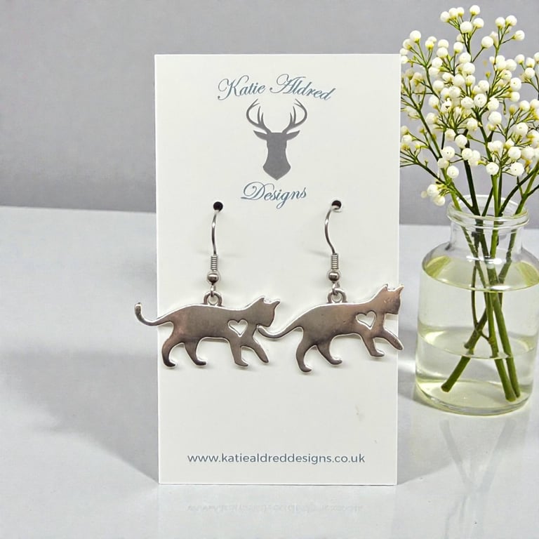 Charm Earrings - Walking Cat