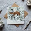 Jumping Red Fox in Snow Christmas Card Hand Finished By CottageRts