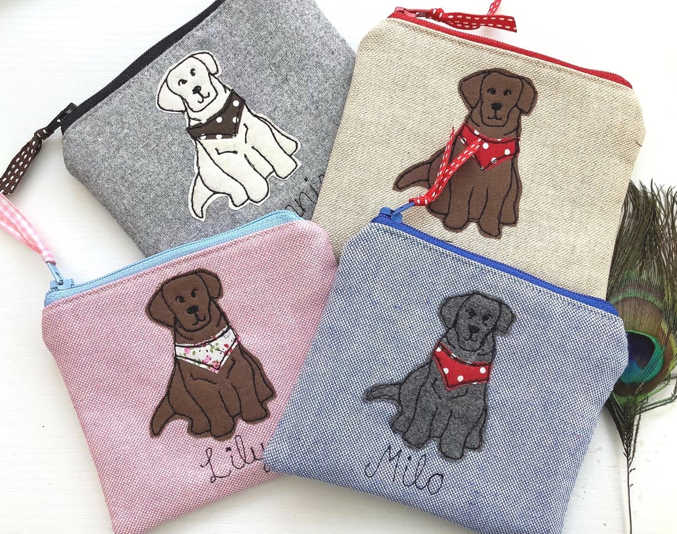Custom Labrador Golden Retriever Coin Purse - Personalised Doggy Pouch Wallet