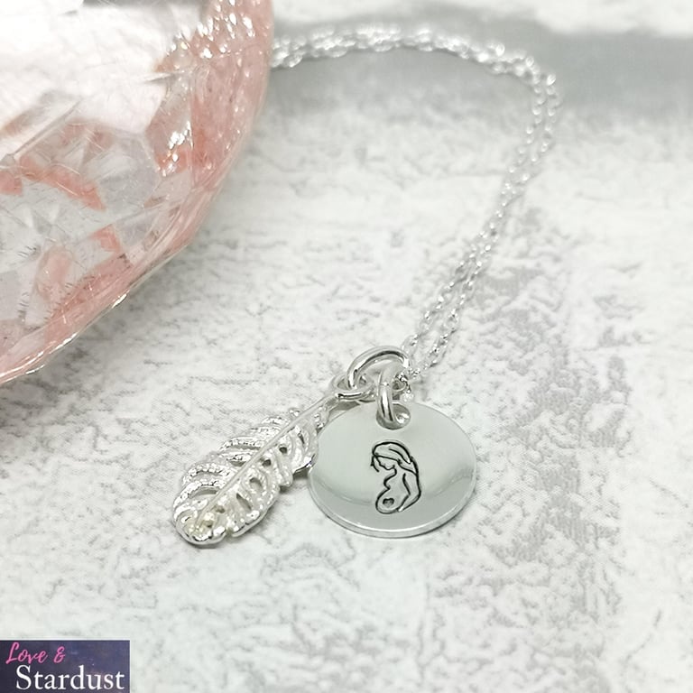 Pregnancy Sterling Hand Stamped Silver Necklace