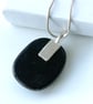 Blue Sparkly Dichroic Fused Glass Pendant 271 silver plated chain handmade gift - Image 9