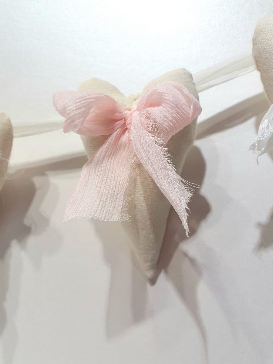 Heart Bunting with Silk Ribbons