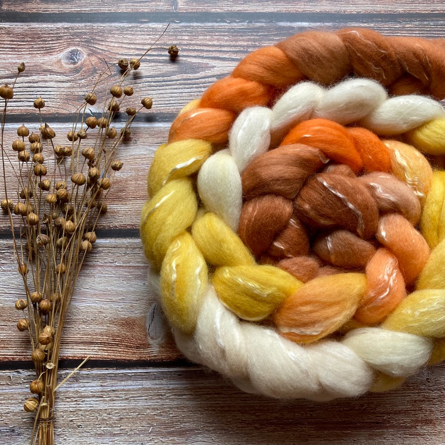 Merino tencel Spinning fibre 100g Snow Toffee