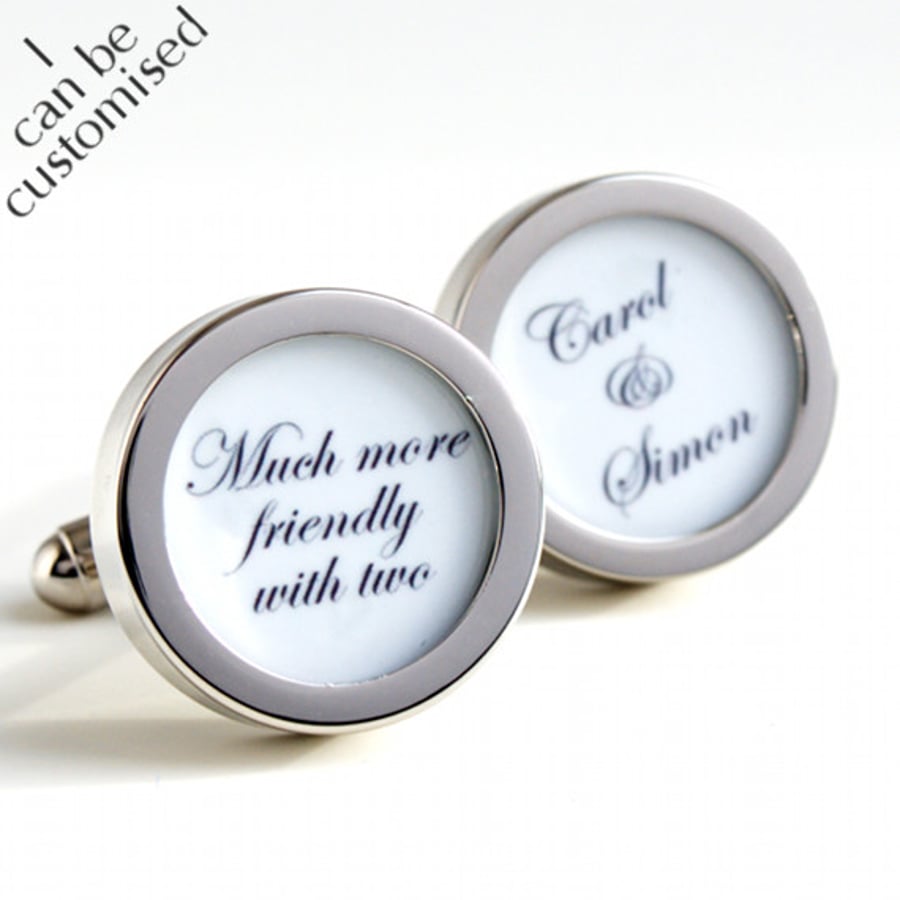  Groom Cufflinks with Names of the Bride and Groom and Whinnie the Pooh Quote