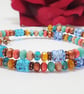 Colourful and sparkly slim beaded Czech glass wrap bracelet - Image 1