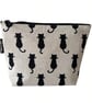 makeup bags black cats on linen - Image 2