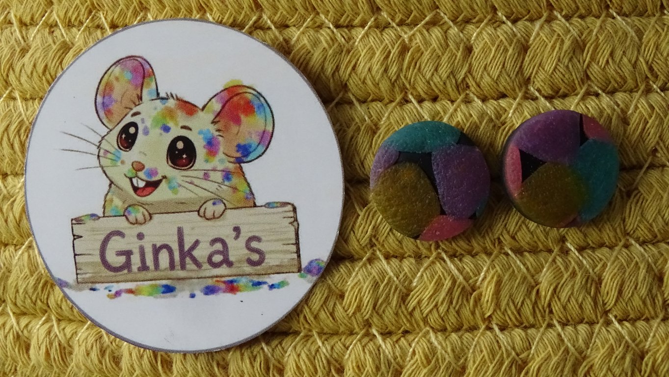 Muted Rainbow Polymer Clay Stud Earrings – Handmade