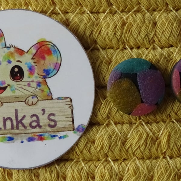 Muted Rainbow Polymer Clay Stud Earrings – Handmade