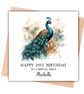 Peacock Watercolour Happy Birthday Card