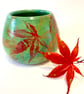 ACER MAPLE LEAF VIBRANT CERAMIC  STONEWARE POTTERY VASE