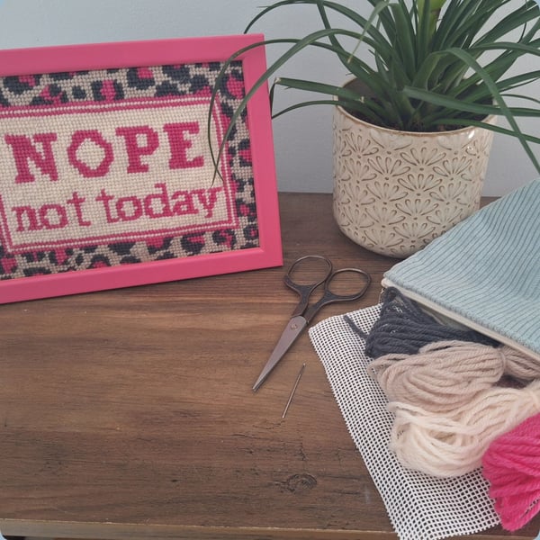 Modern Needlepoint Kit – Nope Not Today – Beginner Craft Kit