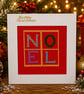 Handmade Cross Stitch NOEL Christmas Card – 6 x 6 Inch - Image 1