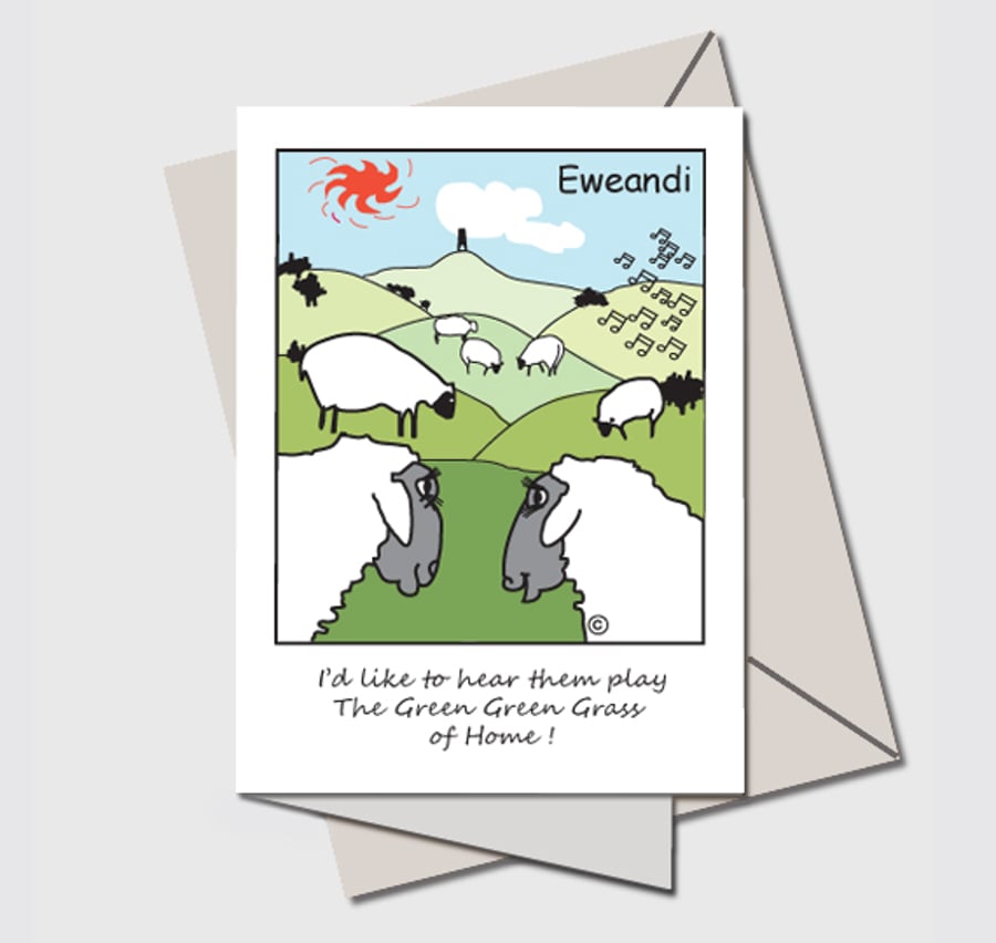 Card with envelope, Humorous sheep illustration