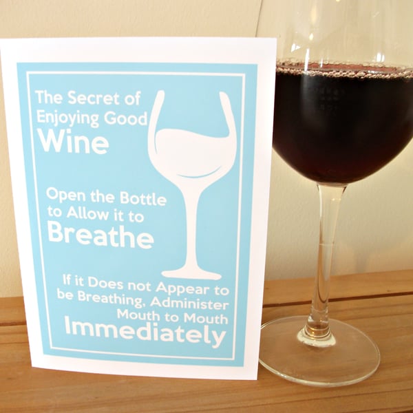 Funny Wine Card - Perfect for Wine Lovers - Graphic Print