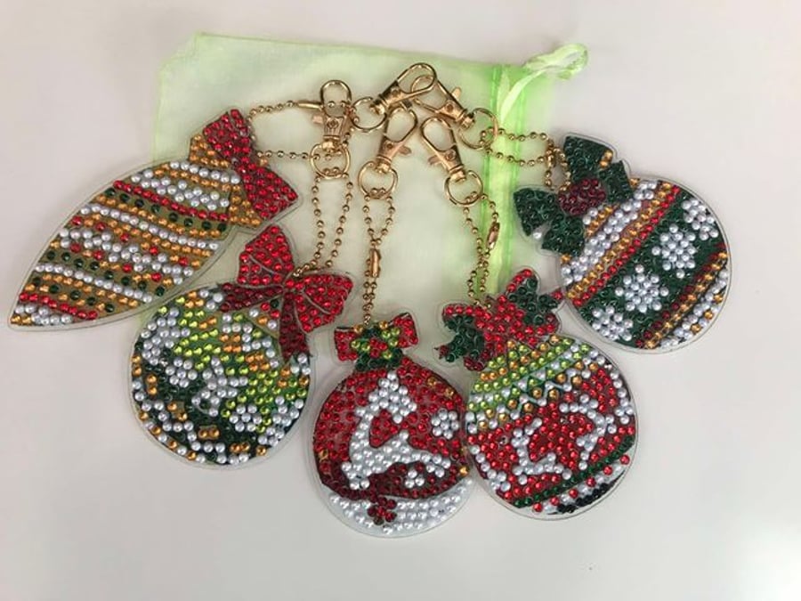 Set of 5 Diamond Art Christmas Decorations 4