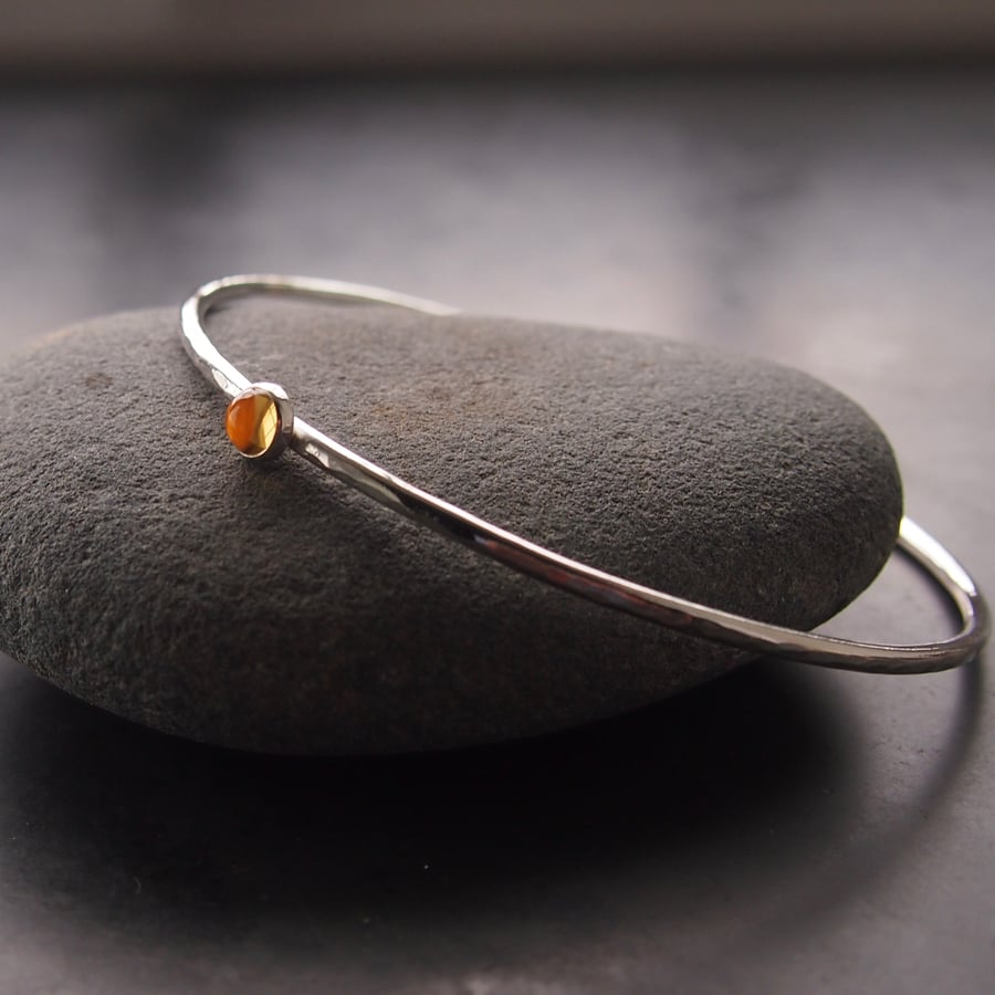 Sterling Silver Bangle with Citrine