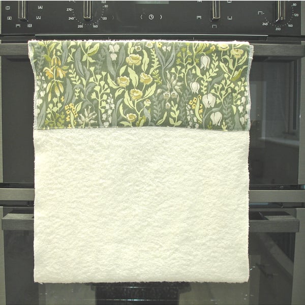 Roller Towel Rolling Kitchen Tea Towel William Morris Kelmscott Green Floral