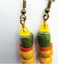 Yellow Orange And Green Beaded Boho Style Drop Earrings - Image 2