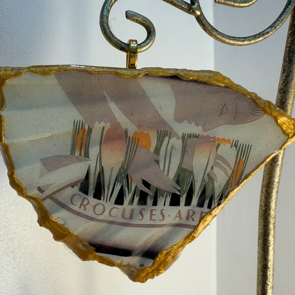 Kew Gardens crocus vintage poster shell pendant 