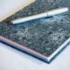 A5 Hardback Notebook with full cloth grey flower cover