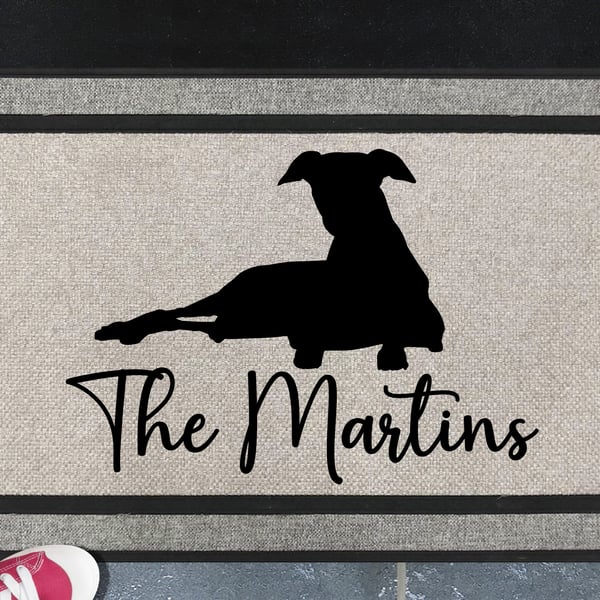 Whippet Dog Door Mat No.3 - Personalised Whippet All Weather Doormat - 45x70cm 