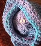 Pink, Purple, Turquoise Shades Fun Crocheted Hat with detachable Pom-pom - Image 5