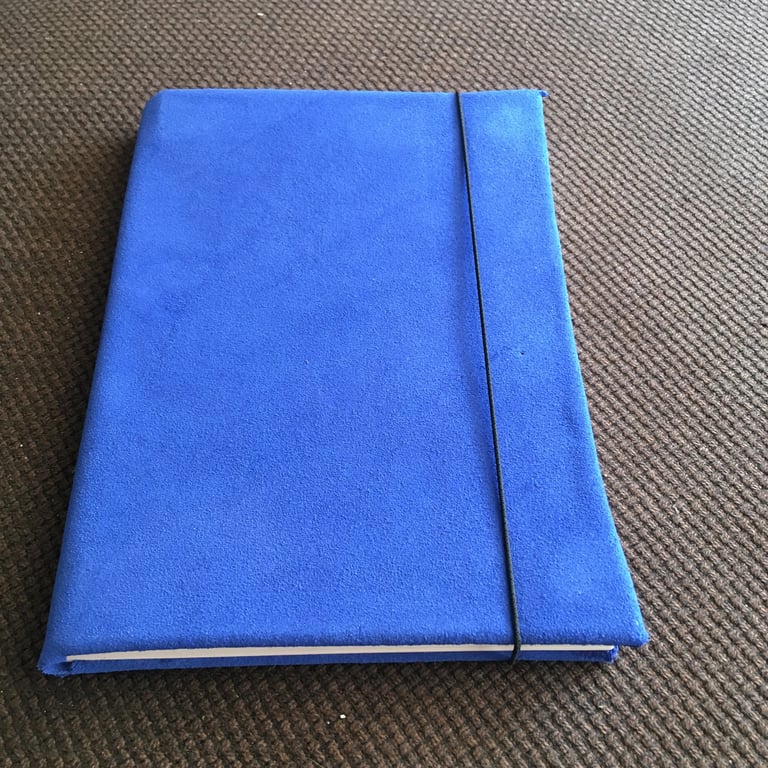 A5: Softcover Electric Blue Suede Leather -  leatherbound A5 lined notebook