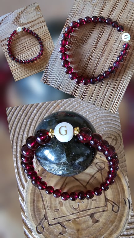 Personalised Garnet Bracelet January Birthstone 