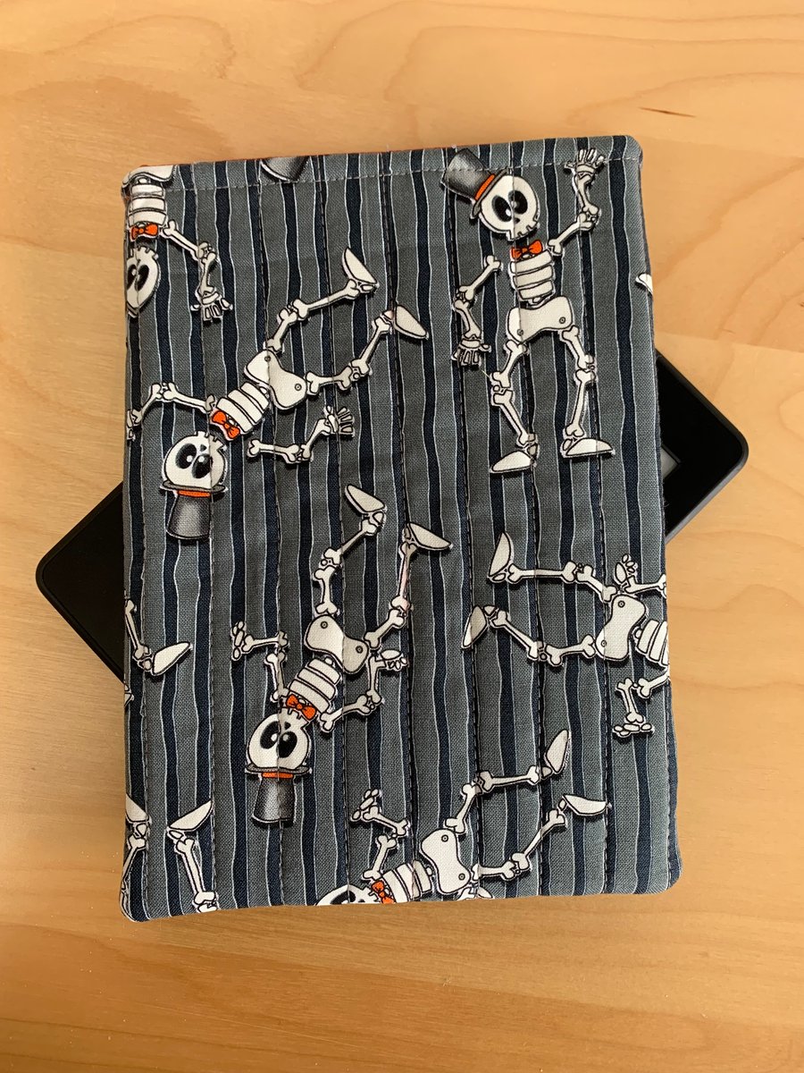 Skeletons In Top Hats Quilted Fabric Kindle Sleeve for 6” Paperwhite