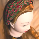 Christmas Cotton twist knot elasticated hairband, Holly & Berries pattern