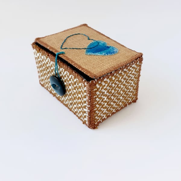 Rectangular keepsake fabric box, ring box