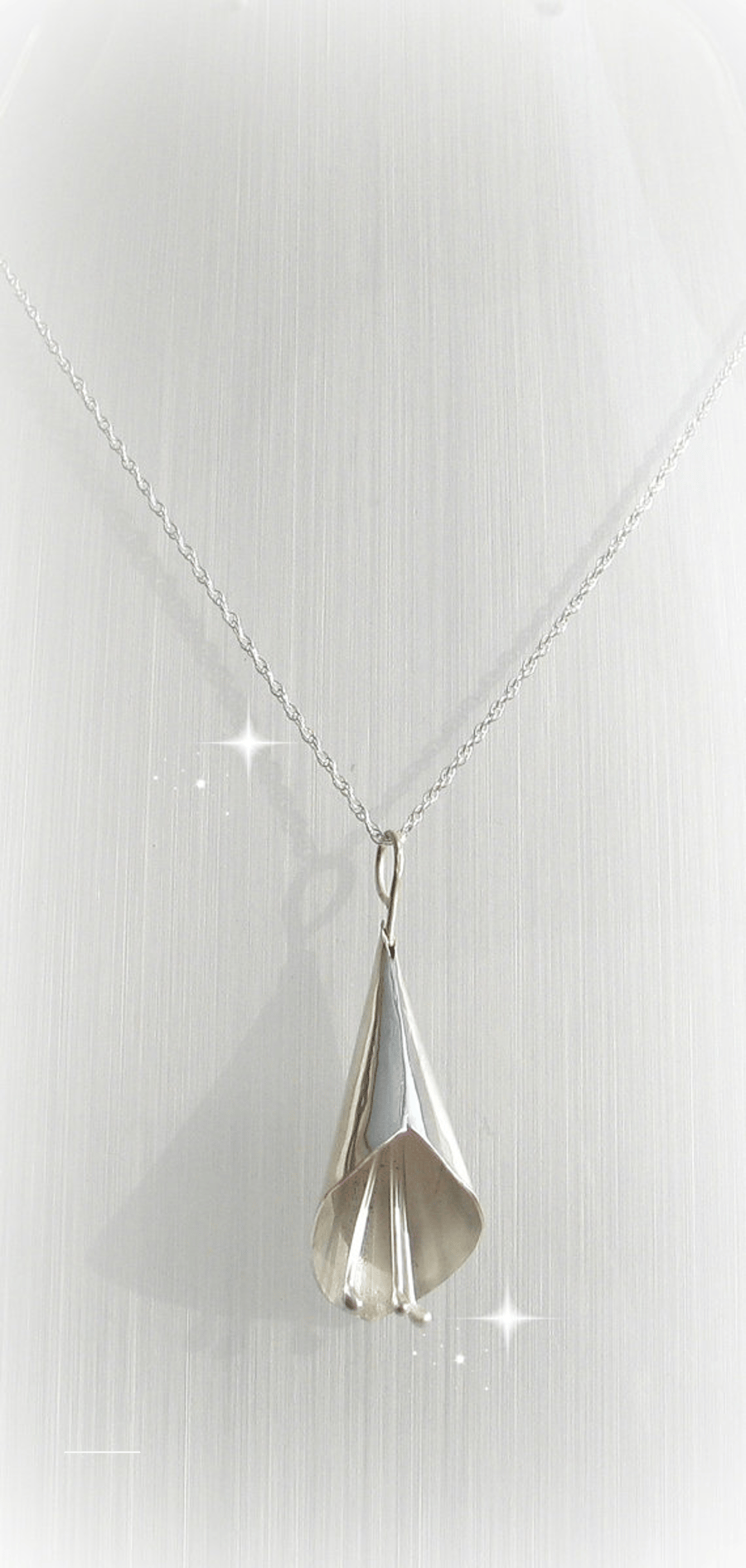 Calla Lily Necklace, Sterling Silver Jewellery, Flower Jewellery