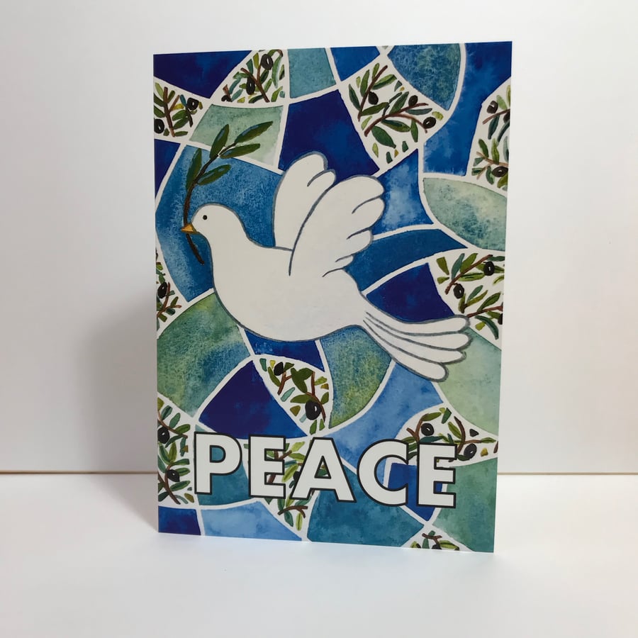 A5 Peace Dove Seasonal or Christmas Greetings Card-blank for your own message