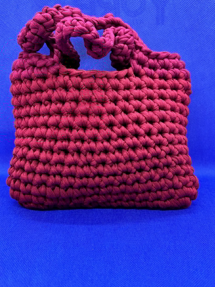 Handmade Small Tote Bag made from tshirt yarn - Brand New