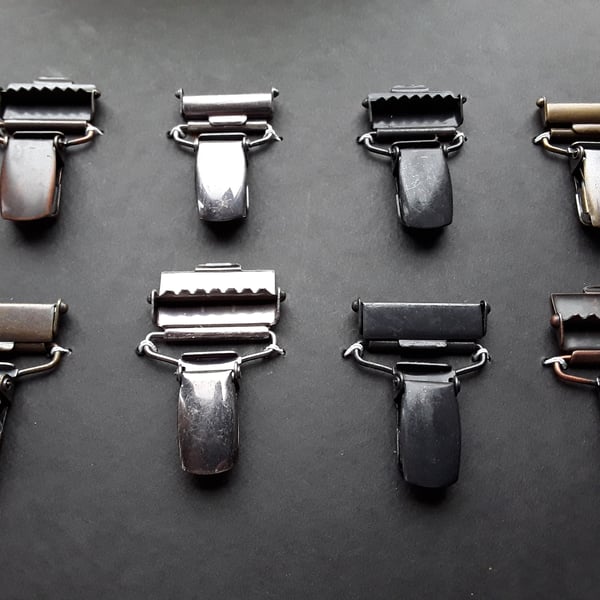 VINTAGE.Dungeree clips (sold in pairs) 25mm 1" and 30mm 1 1 4"