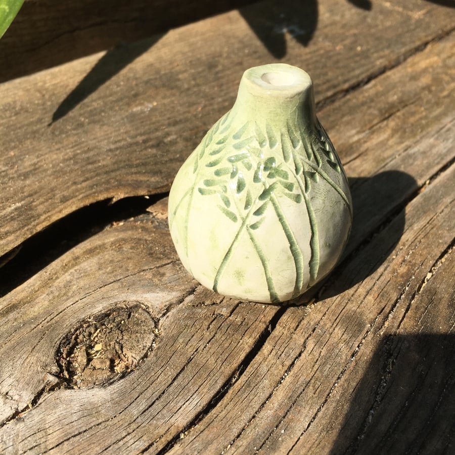 miniature green ceramic pot, collectable range, UK studio pottery