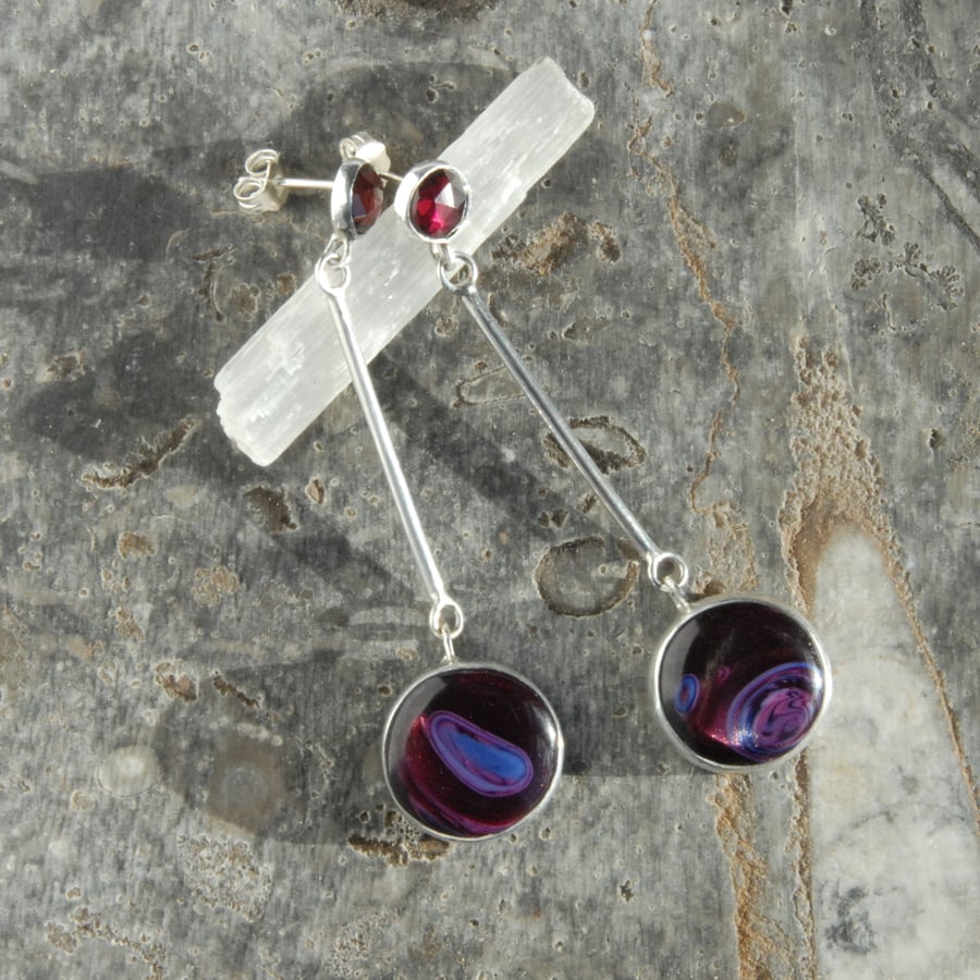 Berry bowlerite and garnet drop earrings