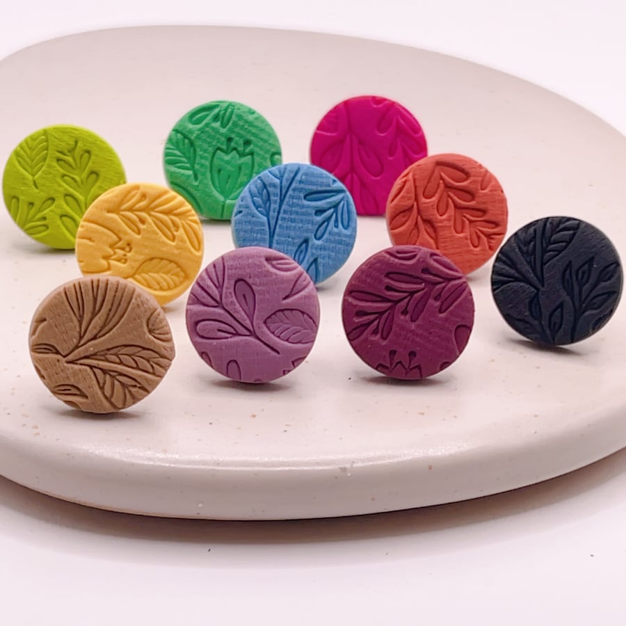 Colourful clay stud earrings, Mix & match jewelle gift for her