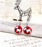 Westie fabric button festive dangle earrings gifts for dog lovers - Image 2