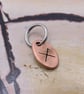 Recycled Oval Copper Good Luck Bindrune Split Keyring Charm, Bag Charm. - Image 2
