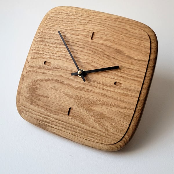 Wall Clock Square - Oak & Black Hands Walnut Dot Indicators