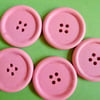 5 x 40mm Bright Pink  Wood Buttons 4 holes