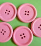 5 x 40mm Bright Pink  Wood Buttons 4 holes