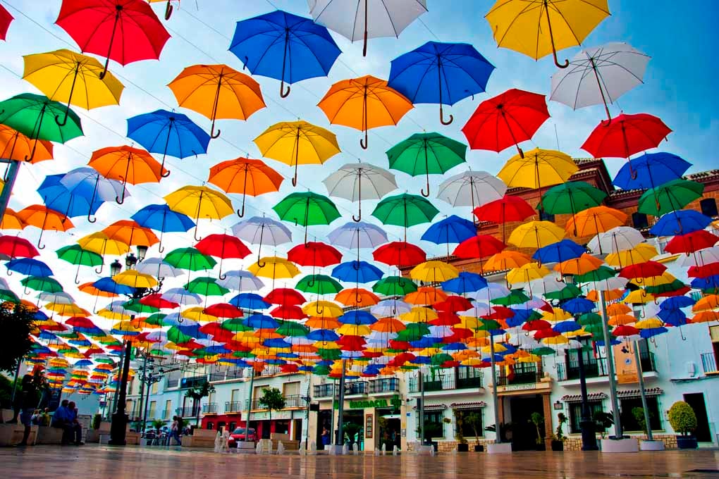 Colourful Umbrellas Torrox Spain Photograph Print