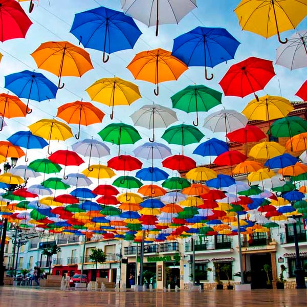 Colourful Umbrellas Torrox Spain Photograph Print