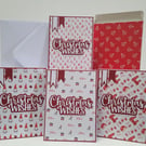 Handmade Set of 4 Christmas Wishes Cards with Matching Gift Box